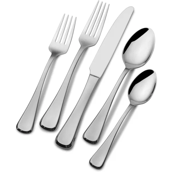 Mikasa, Bravo Flatware Service for 12, 65 Piece Set, 18/10 Stainless Steel, Silverware Set with Serving Utensils