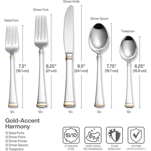 Mikasa, Bravo Flatware Service for 12, 65 Piece Set, 18/10 Stainless Steel, Silverware Set with Serving Utensils
