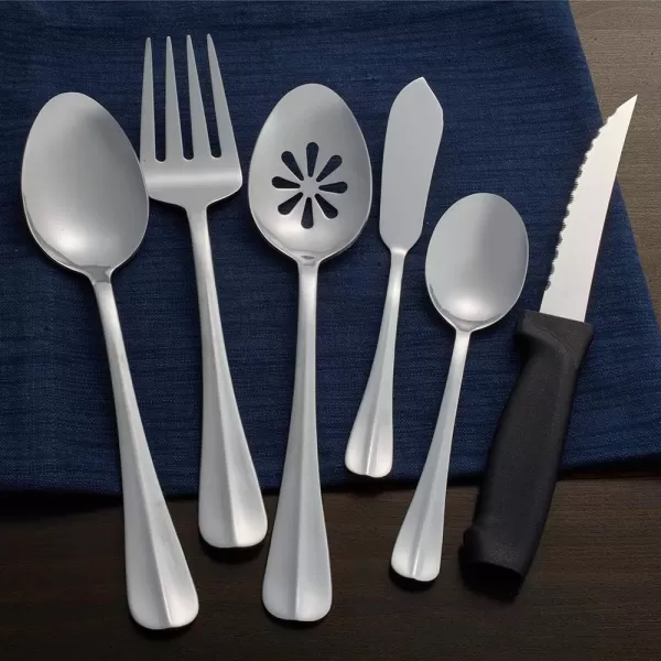 Mikasa, Bravo Flatware Service for 12, 65 Piece Set, 18/10 Stainless Steel, Silverware Set with Serving Utensils