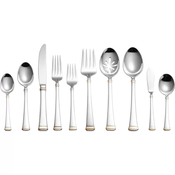 Mikasa, Bravo Flatware Service for 12, 65 Piece Set, 18/10 Stainless Steel, Silverware Set with Serving Utensils