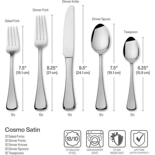 Mikasa, Bravo Flatware Service for 12, 65 Piece Set, 18/10 Stainless Steel, Silverware Set with Serving Utensils