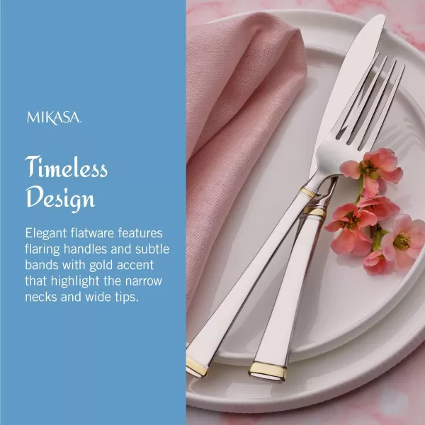 Mikasa, Bravo Flatware Service for 12, 65 Piece Set, 18/10 Stainless Steel, Silverware Set with Serving Utensils