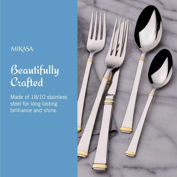 Mikasa, Bravo Flatware Service for 12, 65 Piece Set, 18/10 Stainless Steel, Silverware Set with Serving Utensils
