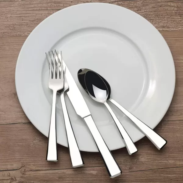 Mikasa, Bravo Flatware Service for 12, 65 Piece Set, 18/10 Stainless Steel, Silverware Set with Serving Utensils