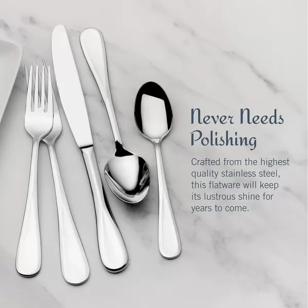 Mikasa, Bravo Flatware Service for 12, 65 Piece Set, 18/10 Stainless Steel, Silverware Set with Serving Utensils