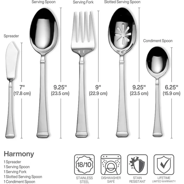 Mikasa, Bravo Flatware Service for 12, 65 Piece Set, 18/10 Stainless Steel, Silverware Set with Serving Utensils