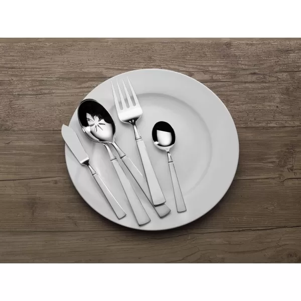 Mikasa, Bravo Flatware Service for 12, 65 Piece Set, 18/10 Stainless Steel, Silverware Set with Serving Utensils