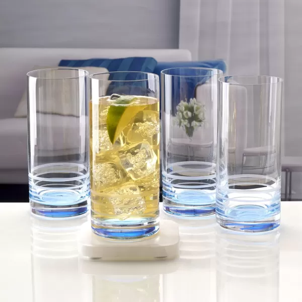 Mikasa Cal Ombre Highball Tumbler Cups, Set of 4, 17-Ounce, Blue