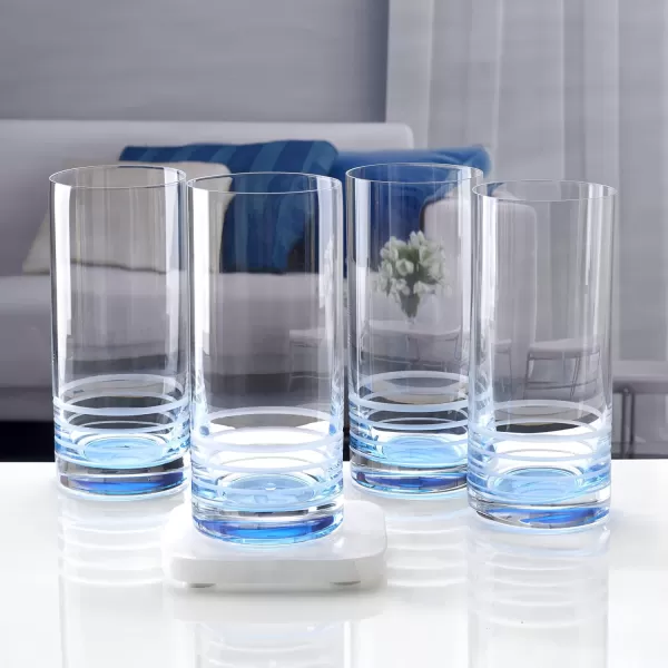 Mikasa Cal Ombre Highball Tumbler Cups, Set of 4, 17-Ounce, Blue
