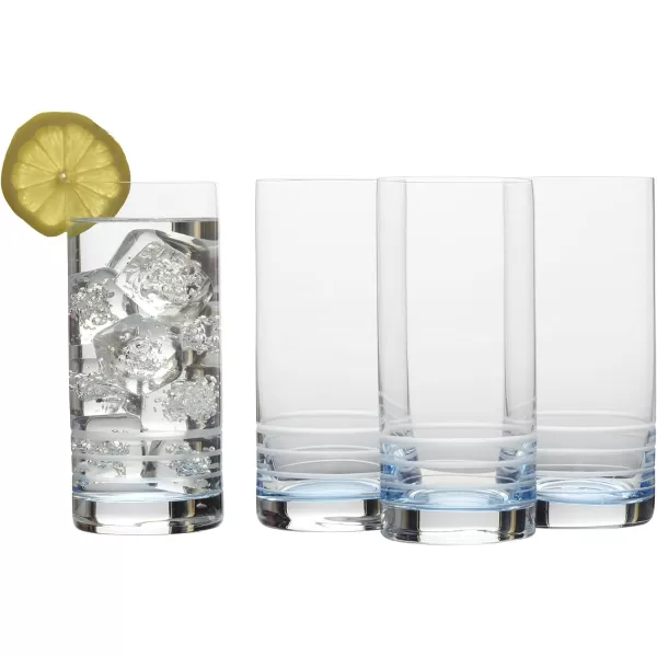 Mikasa Cal Ombre Highball Tumbler Cups, Set of 4, 17-Ounce, Blue
