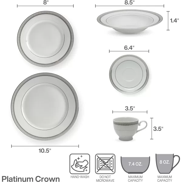 Mikasa Cameo Platinum 40-Piece Dinnerware Set, Dinner,Salad,Cereal, Fruit, Service for 8,White