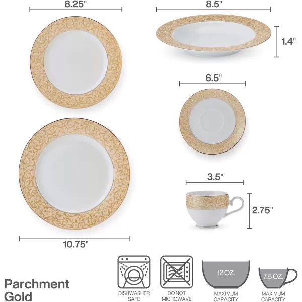 Mikasa Cameo Platinum 40-Piece Dinnerware Set, Dinner,Salad,Cereal, Fruit, Service for 8,White