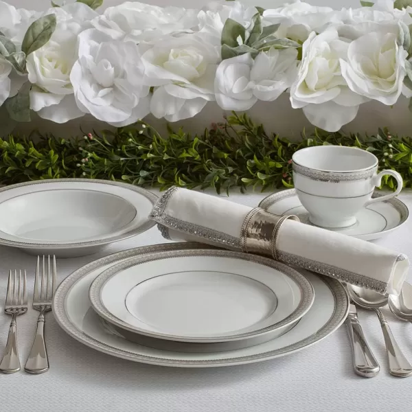 Mikasa Cameo Platinum 40-Piece Dinnerware Set, Dinner,Salad,Cereal, Fruit, Service for 8,White