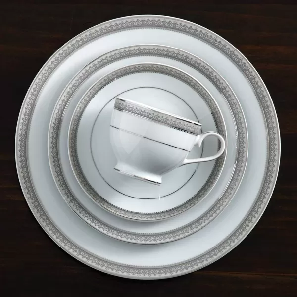 Mikasa Cameo Platinum 40-Piece Dinnerware Set, Dinner,Salad,Cereal, Fruit, Service for 8,White