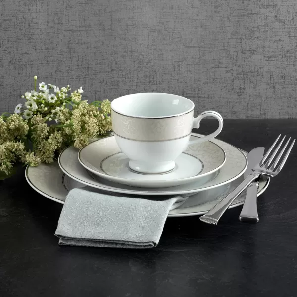Mikasa Cameo Platinum 40-Piece Dinnerware Set, Dinner,Salad,Cereal, Fruit, Service for 8,White