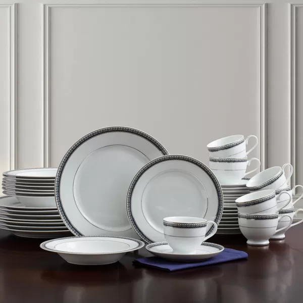 Mikasa Cameo Platinum 40-Piece Dinnerware Set, Dinner,Salad,Cereal, Fruit, Service for 8,White