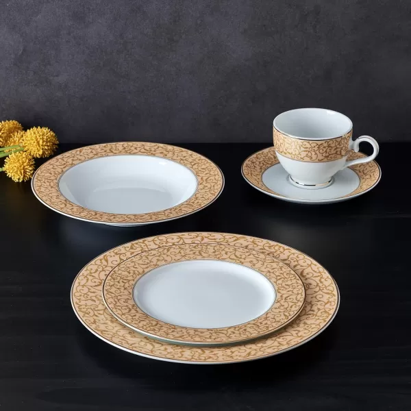 Mikasa Cameo Platinum 40-Piece Dinnerware Set, Dinner,Salad,Cereal, Fruit, Service for 8,White
