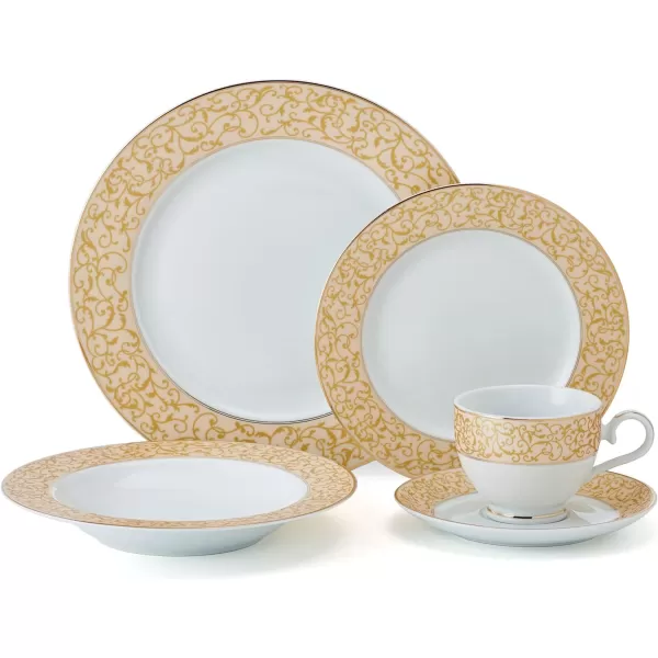Mikasa Cameo Platinum 40-Piece Dinnerware Set, Dinner,Salad,Cereal, Fruit, Service for 8,White
