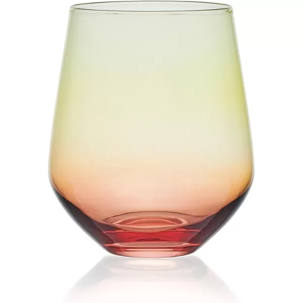 Mikasa Chroma Set of 4 Stemless Wine Glasses, 13 Ounce, Rainbow