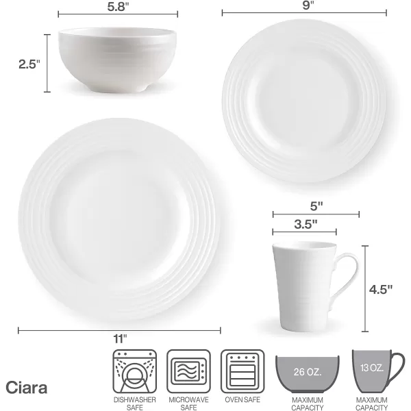Mikasa Ciara 16-Piece Dinnerware Set, Ciara, Service for 4, 2.3
