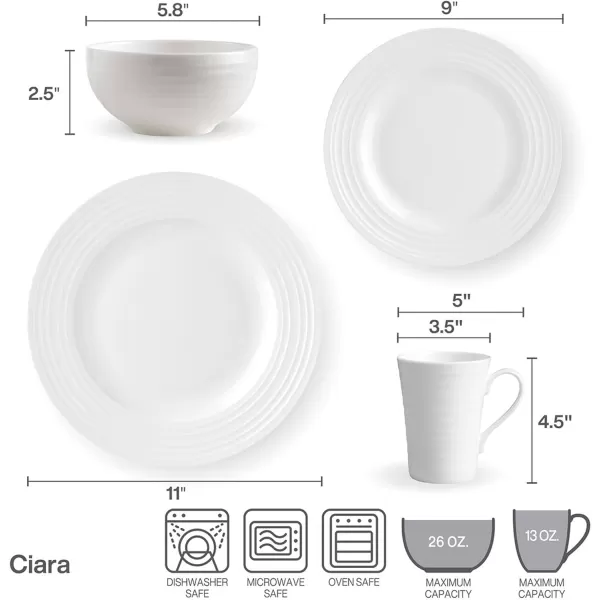 Mikasa Ciara 16-Piece Dinnerware Set, Ciara, Service for 4, 2.3