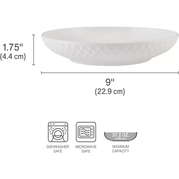 Mikasa Ciara Chip Resistant Set of 4 Pasta Bowls Set, 8-inch,White