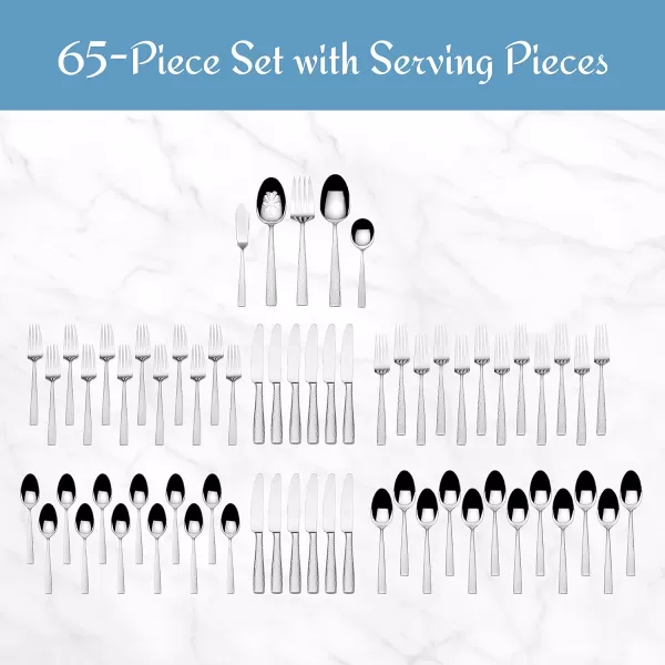 Mikasa Cocoa Blossom 18/10 Stainless Steel Flatware Hostess Serving Utensil, 65 Piece Set, Silver