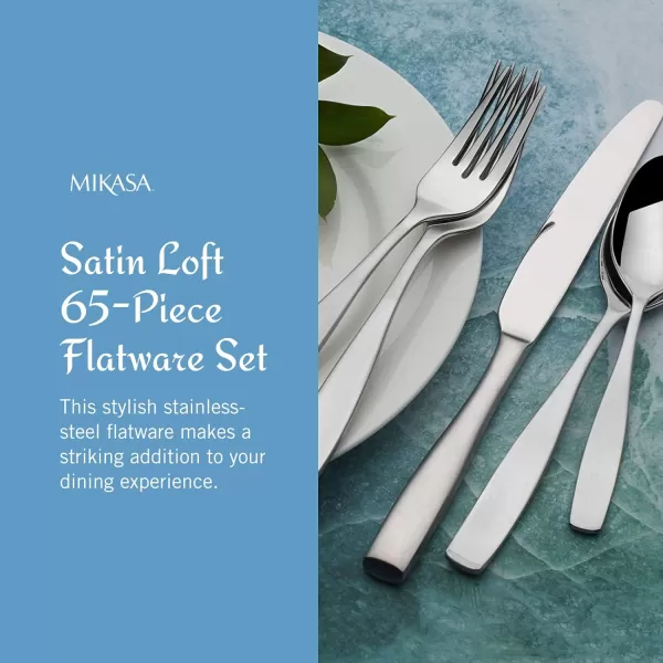 Mikasa Cocoa Blossom 18/10 Stainless Steel Flatware Hostess Serving Utensil, 65 Piece Set, Silver