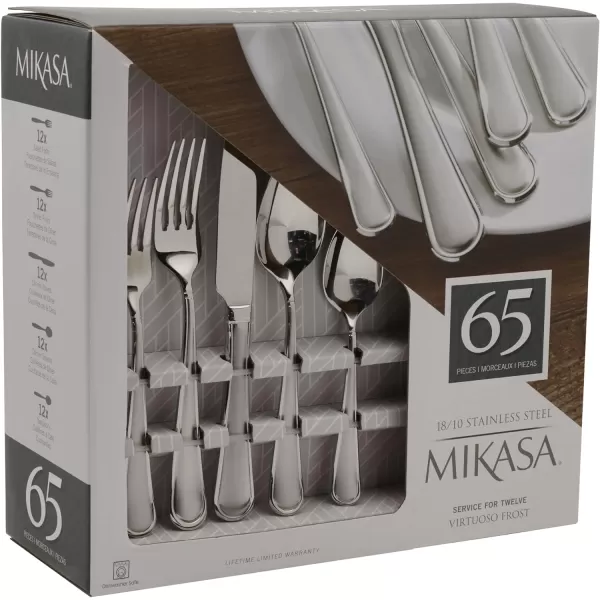 Mikasa Cocoa Blossom 18/10 Stainless Steel Flatware Hostess Serving Utensil, 65 Piece Set, Silver