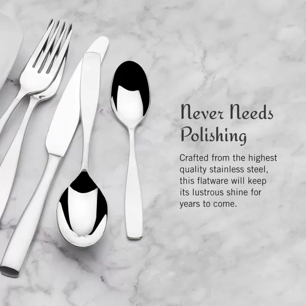 Mikasa Cocoa Blossom 18/10 Stainless Steel Flatware Hostess Serving Utensil, 65 Piece Set, Silver