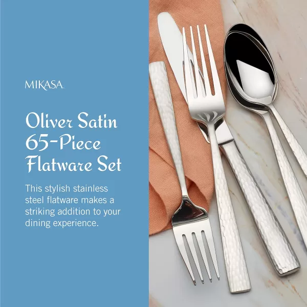 Mikasa Cocoa Blossom 18/10 Stainless Steel Flatware Hostess Serving Utensil, 65 Piece Set, Silver