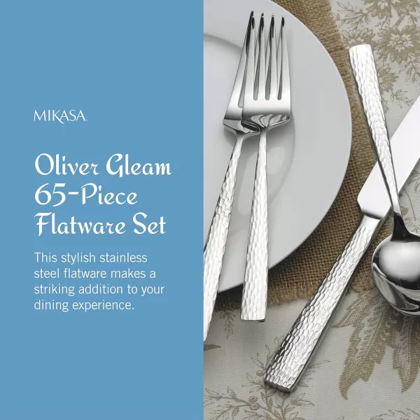 Mikasa Cocoa Blossom 18/10 Stainless Steel Flatware Hostess Serving Utensil, 65 Piece Set, Silver