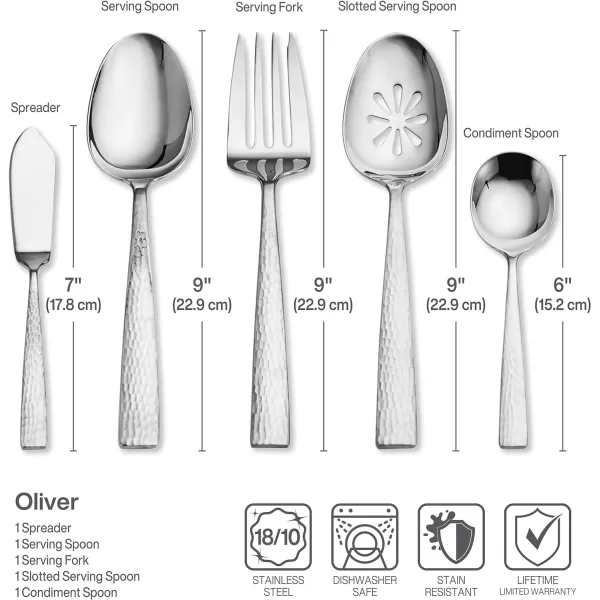 Mikasa Cocoa Blossom 18/10 Stainless Steel Flatware Hostess Serving Utensil, 65 Piece Set, Silver