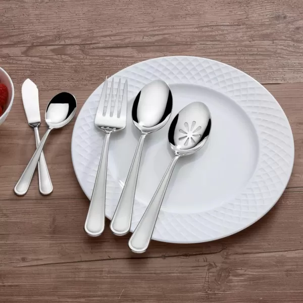 Mikasa Cocoa Blossom 18/10 Stainless Steel Flatware Hostess Serving Utensil, 65 Piece Set, Silver