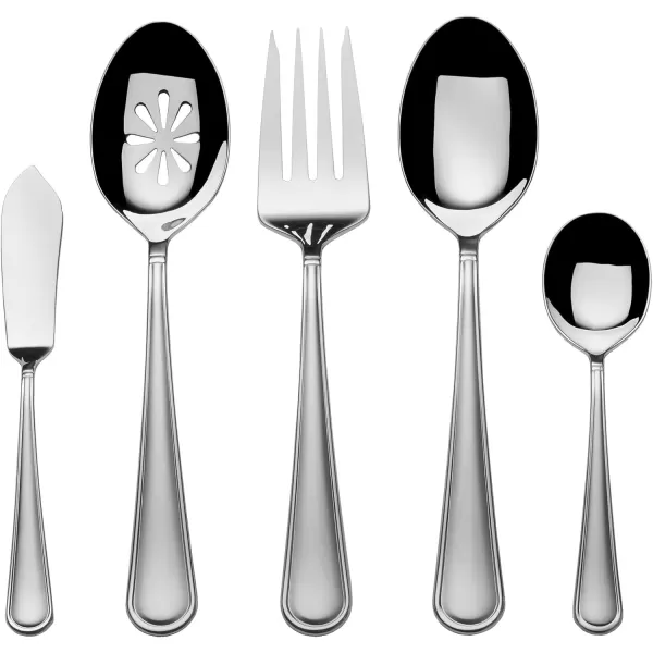Mikasa Cocoa Blossom 18/10 Stainless Steel Flatware Hostess Serving Utensil, 65 Piece Set, Silver