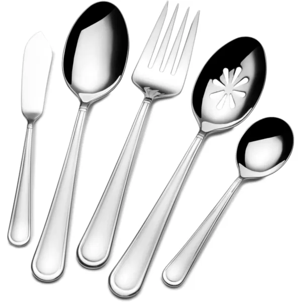 Mikasa Cocoa Blossom 18/10 Stainless Steel Flatware Hostess Serving Utensil, 65 Piece Set, Silver