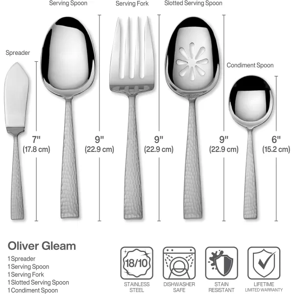 Mikasa Cocoa Blossom 18/10 Stainless Steel Flatware Hostess Serving Utensil, 65 Piece Set, Silver