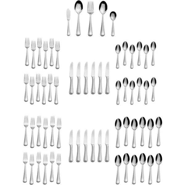 Mikasa Cocoa Blossom 18/10 Stainless Steel Flatware Hostess Serving Utensil, 65 Piece Set, Silver