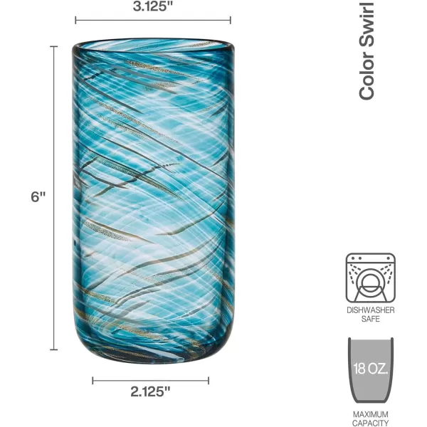 Mikasa Color Swirl Rocks Double Old Fashioned Glasses, Set of 4, Blue