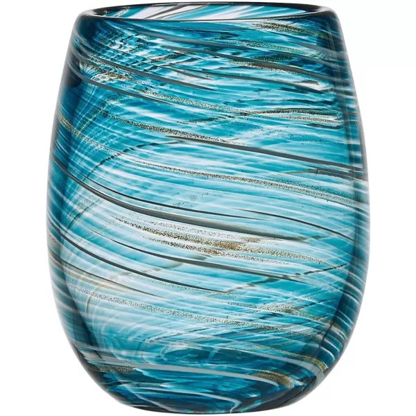 Mikasa Color Swirl Rocks Double Old Fashioned Glasses, Set of 4, Blue