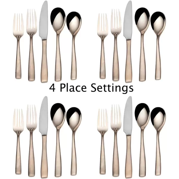 Mikasa Delano Black Satin 20-Piece Stainless Steel Flatware Set, Service for 4