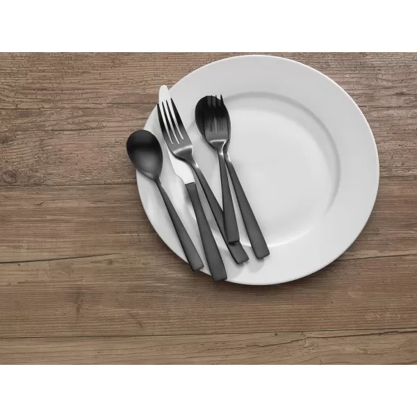 Mikasa Delano Black Satin 20-Piece Stainless Steel Flatware Set, Service for 4