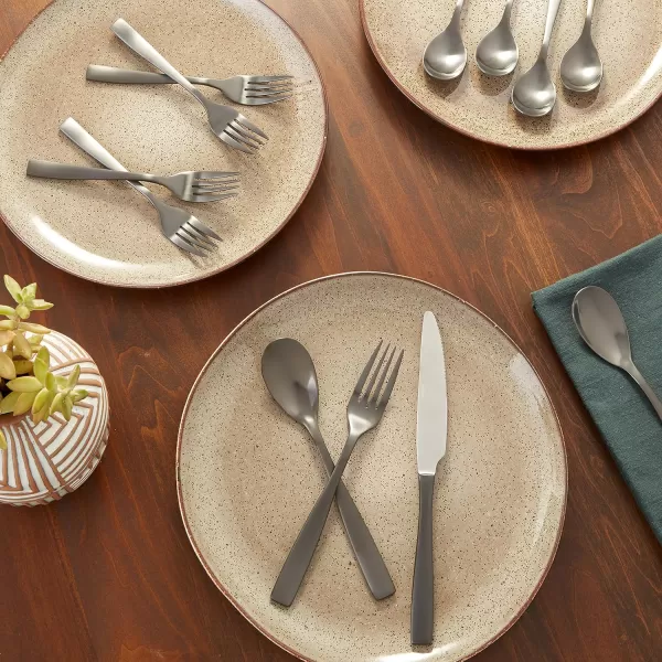 Mikasa Delano Black Satin 20-Piece Stainless Steel Flatware Set, Service for 4