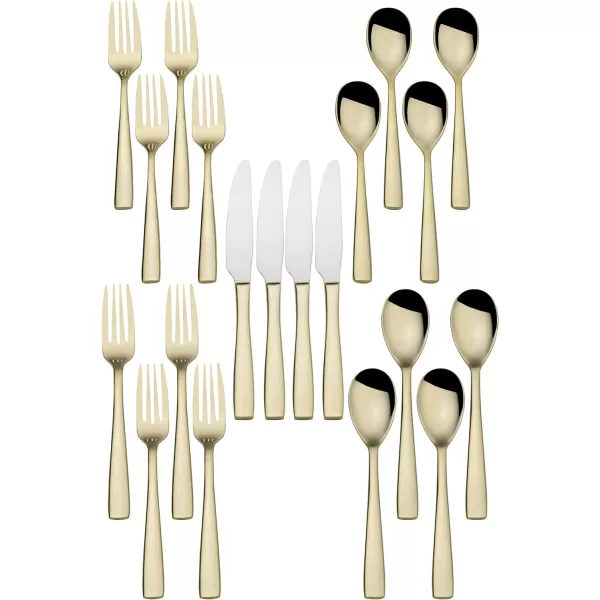 Mikasa Delano Black Satin 20-Piece Stainless Steel Flatware Set, Service for 4