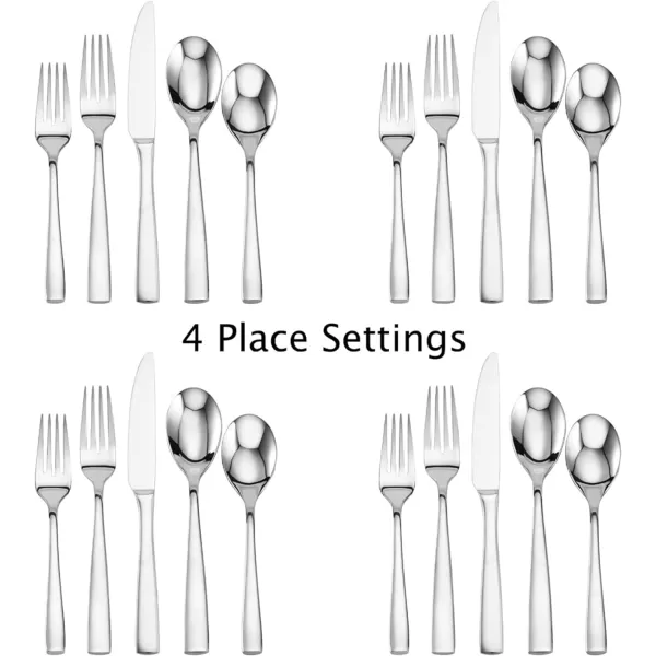 Mikasa Delano Black Satin 20-Piece Stainless Steel Flatware Set, Service for 4