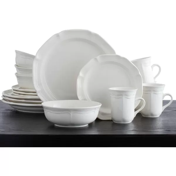 Mikasa French Countryside 16-Piece Dinnerware Set, Service for 4,White