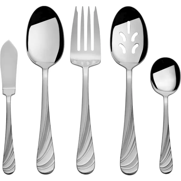 Mikasa French Countryside 45-Piece Stainless Steel Flatware Set with Serveware, Service for 8