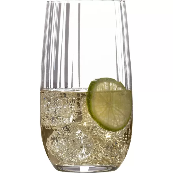 Mikasa Gail Optic Set of 4 Highball Tumbler Cups, 4 Count , Clear