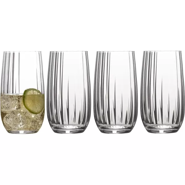 Mikasa Gail Optic Set of 4 Highball Tumbler Cups, 4 Count , Clear