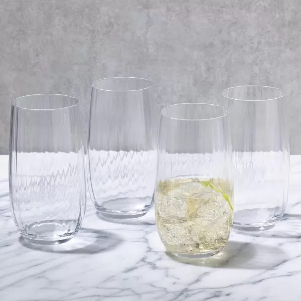 Mikasa Gail Optic Set of 4 Highball Tumbler Cups, 4 Count , Clear